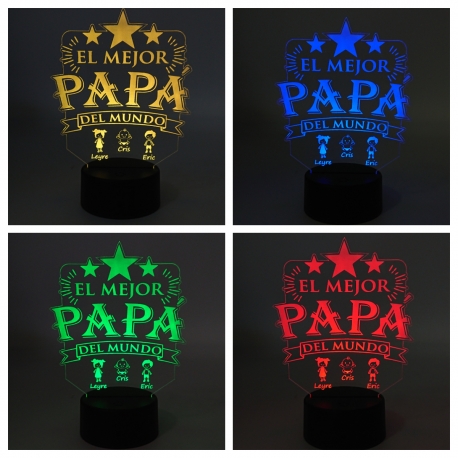 Lámpara led personalizada colores - MEJOR PAPÁ con niños
