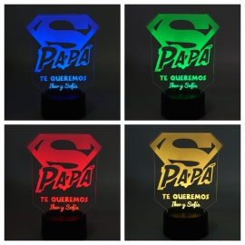 Lámpara led personalizada colores - SÚPER PAPÁ