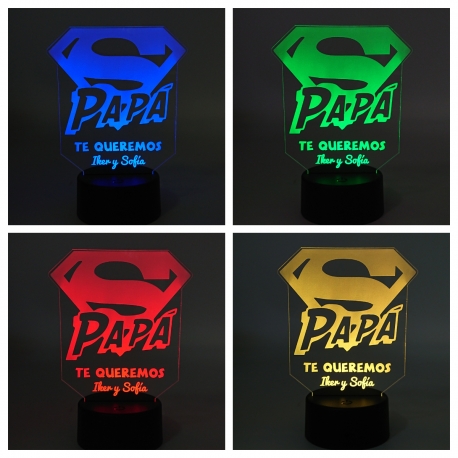 Lámpara led personalizada colores - SÚPER PAPÁ