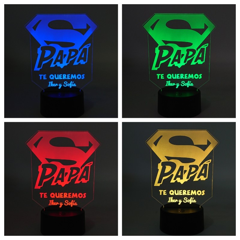 Lámpara led personalizada colores - SÚPER PAPÁ