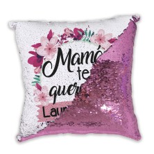 Cojín lentejuela FUCSIA - MAMÁ TE QUEREMOS