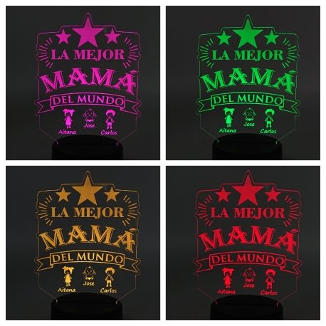 Lámpara led personalizada colores - MEJOR MAMÁ con niños