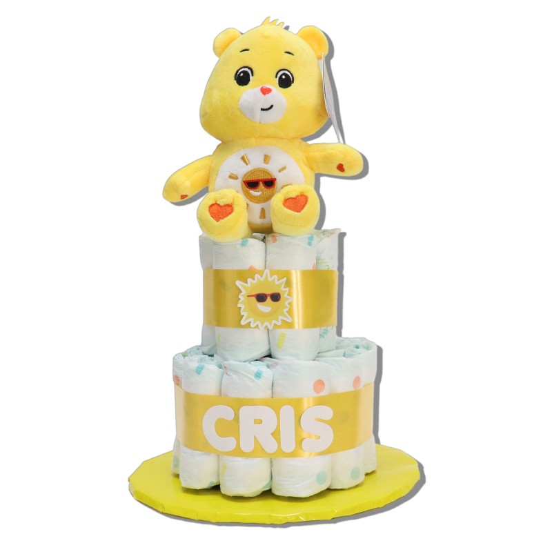 Tarta de pañales 2 pisos OSOS AMOROSOS - AMARILLO