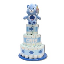 Tarta de pañales 3 pisos OSOS AMOROSOS - AZUL