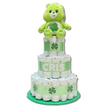 Tarta de pañales 3 pisos OSOS AMOROSOS - VERDE