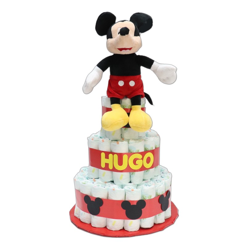 Tarta de pañales 3 pisos MICKEY  - ROJO Y NEGRO