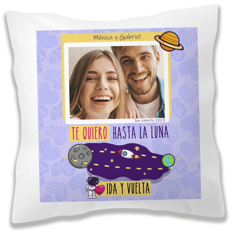 Cojín personalizado SAN VALENTÍN - TE QUIERO HASTA LA LUNA