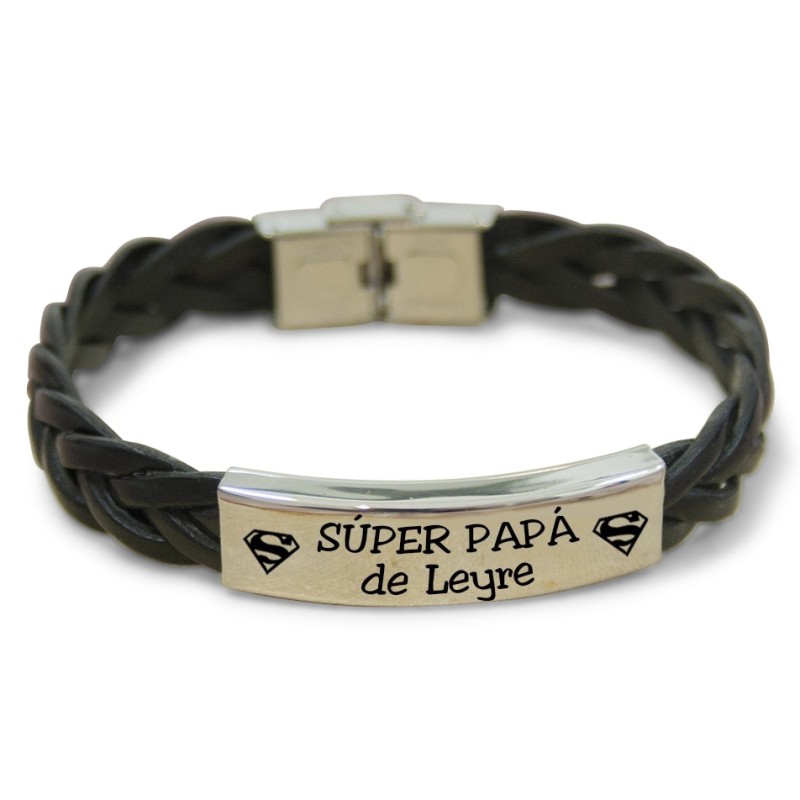 Pulsera CUERO NEGRO TRENZADO - SUPERPAPÁ DE...