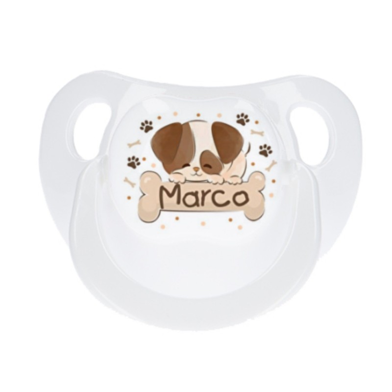 Chupete personalizado blanco perrito