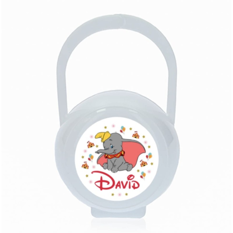 Portachupetes personalizado blanco Dumbo