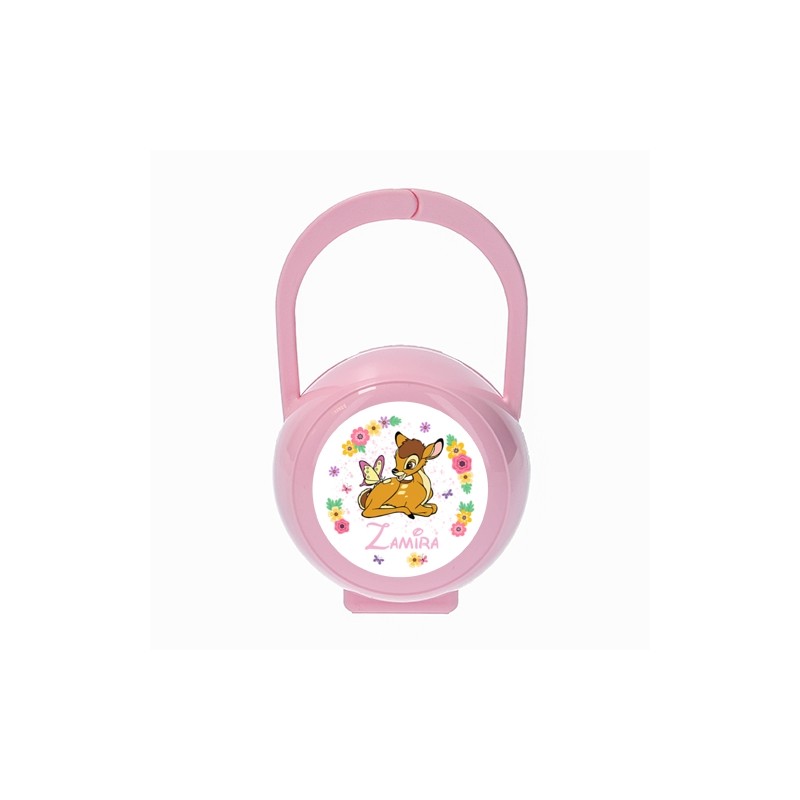 Portachupetes personalizado rosa Bambi