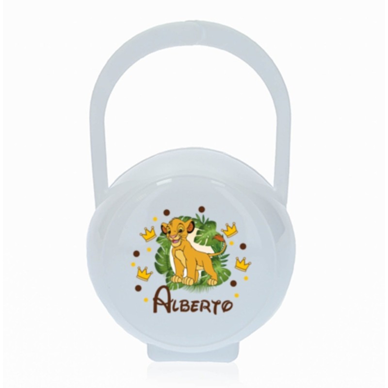 Portachupetes personalizado blanco Simba