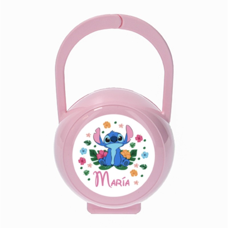 Portachupetes personalizado rosa Stitch