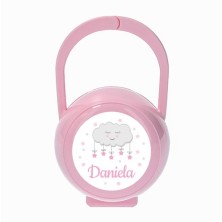 Portachupetes personalizado rosa nube 