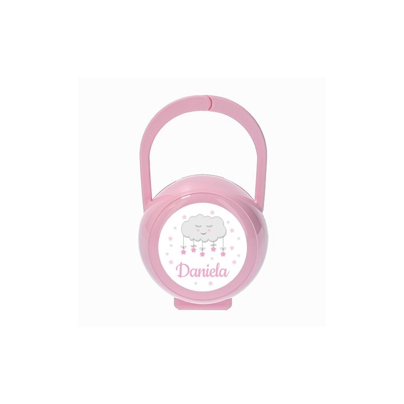 Portachupetes personalizado rosa nube 