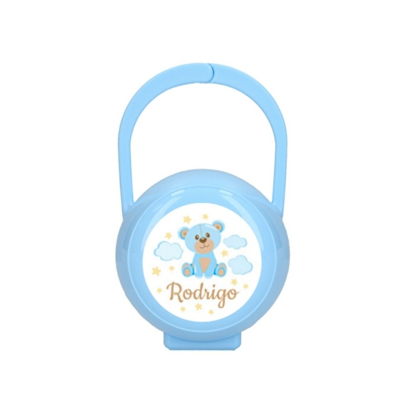 Portachupetes personalizado azul osito