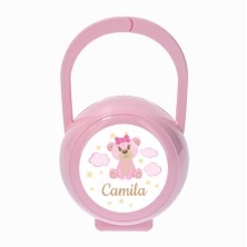 Portachupetes personalizado rosa osita