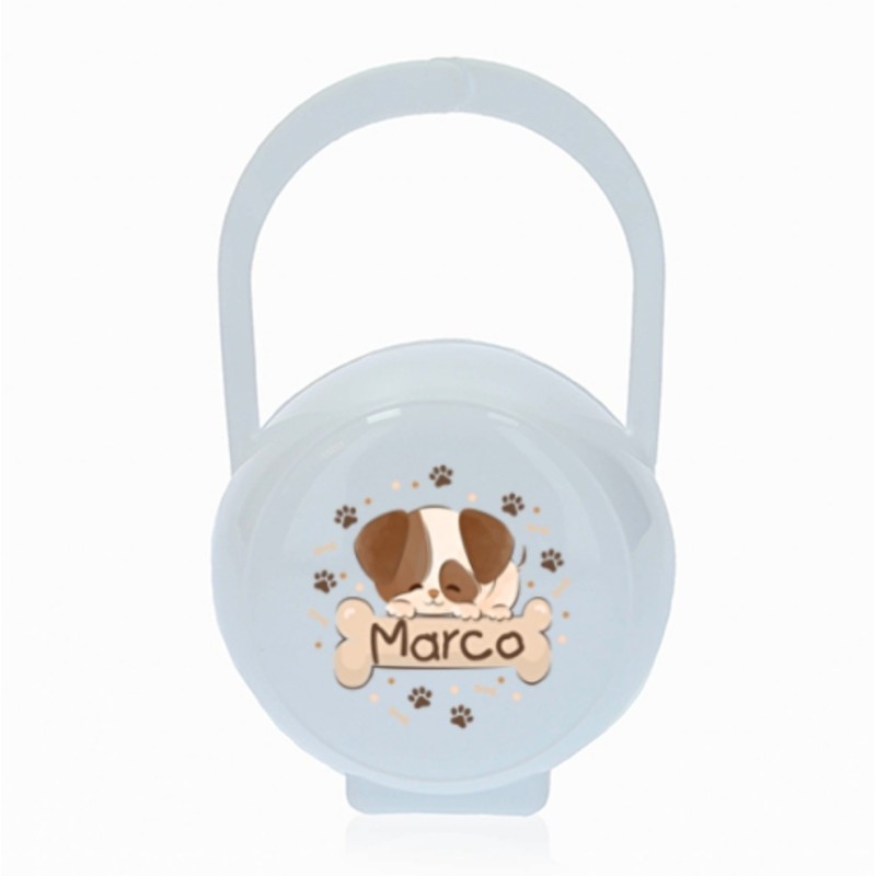 Portachupetes personalizado blanco perrito