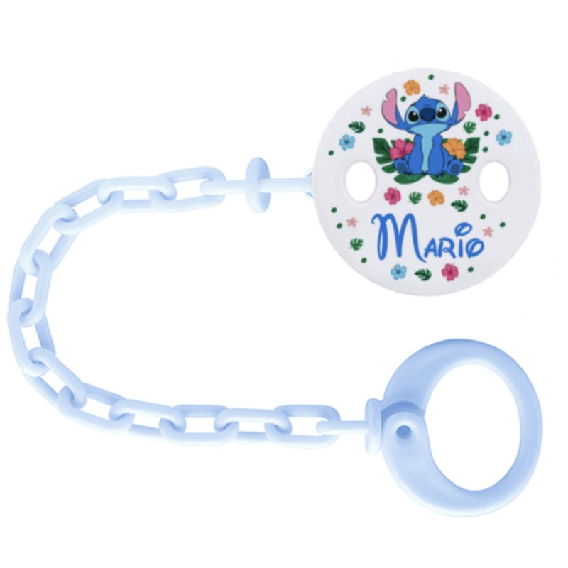 Sujetachupetes personalizado cadena Stitch azul