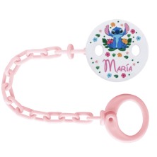 Sujetachupetes personalizado cadena Stitch rosa