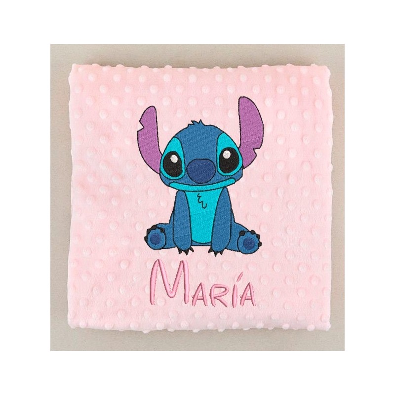 Manta rosa bordada Stitch