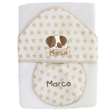 Capa de baño perrito + Babero nombre