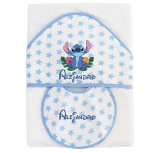 Capa de baño Stitch azul + Babero nombre