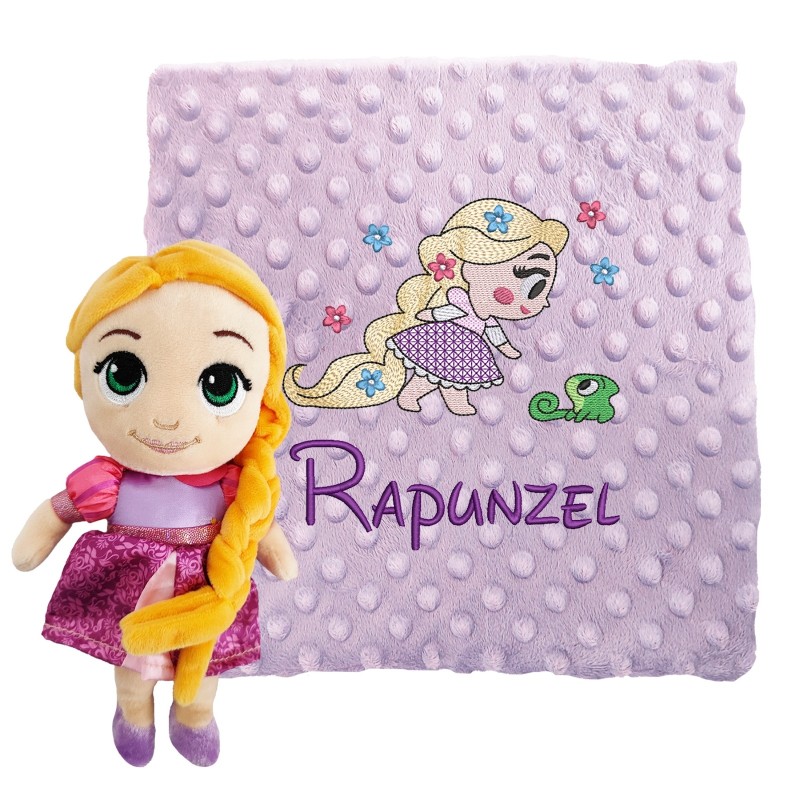 Manta lila bordada RAPUNZEL + PELUCHE