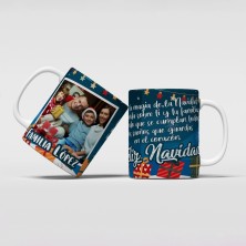 Taza navideña FAMILIA AZUL con FOTO