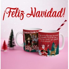 Taza navideña FAMILIA ROJO con FOTO
