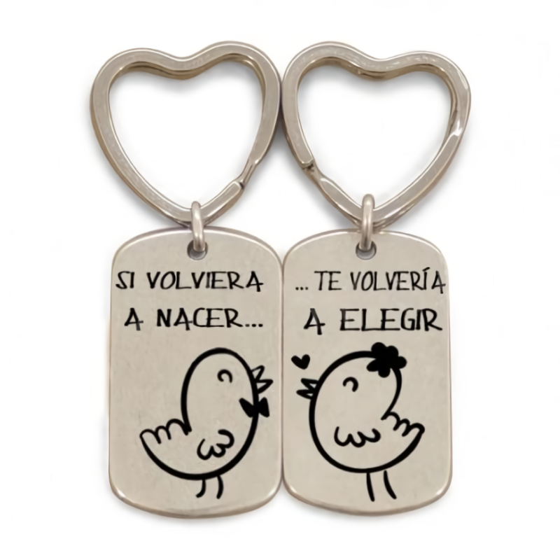 Pack 2 llaveros anilla corazón - SI VOLVIERA A NACER